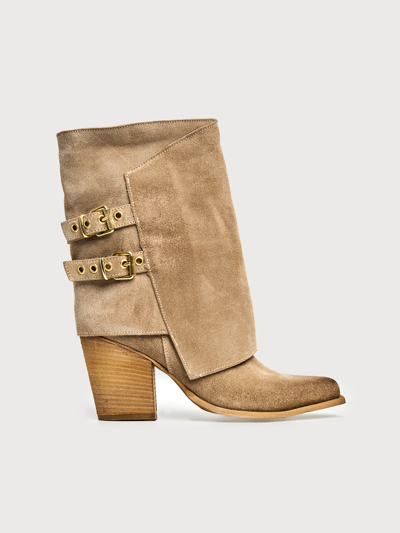 Stivale Texano in camoscio con fibbie