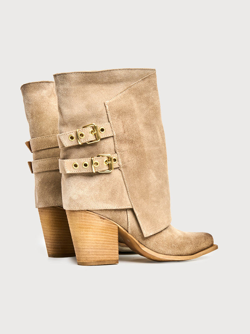 Stivale Texano in camoscio con fibbie