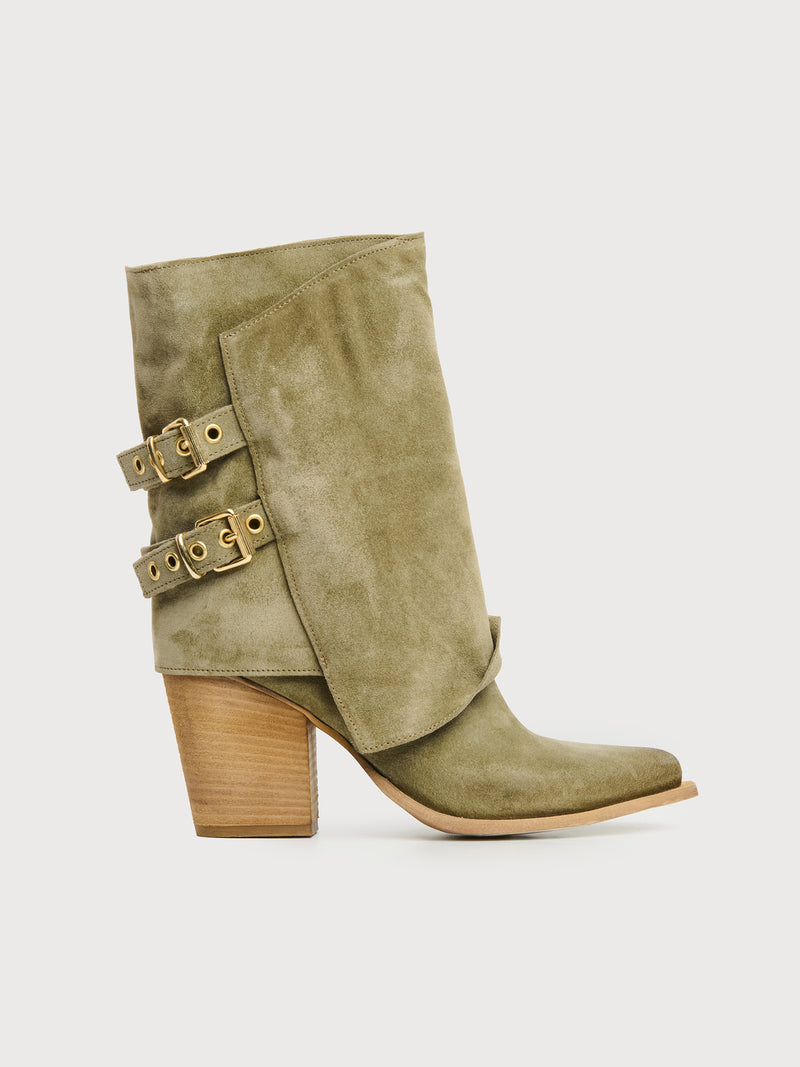 Stivale Texano in camoscio con fibbie