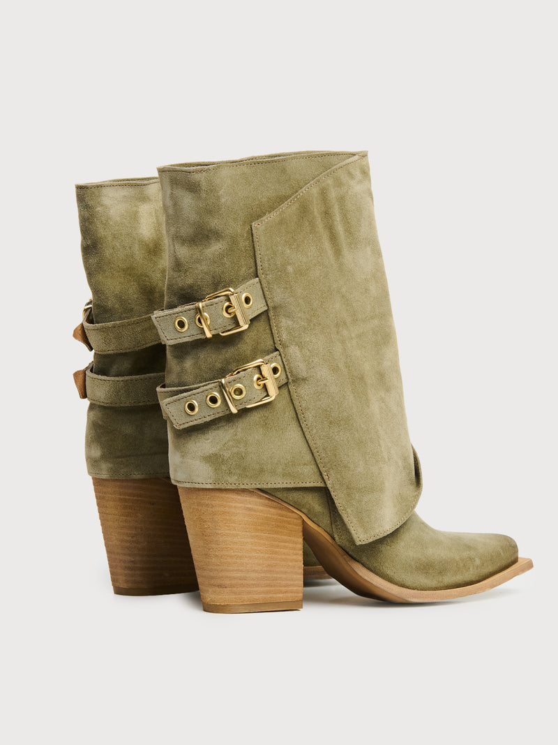 Stivale Texano in camoscio con fibbie