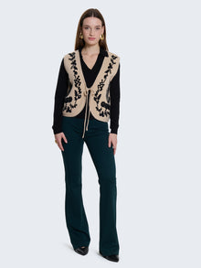 Gilet in maglia con ricami in ciniglia