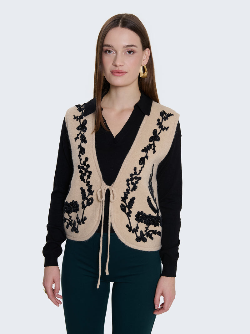 Gilet in maglia con ricami in ciniglia