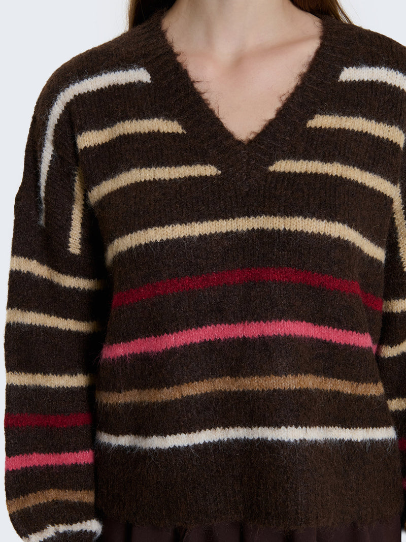 Maglione con righe multicolore