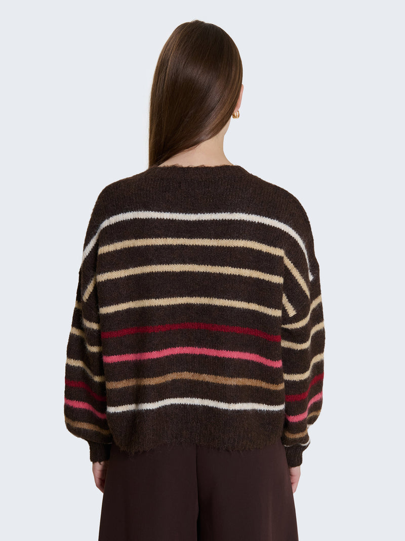 Maglione con righe multicolore