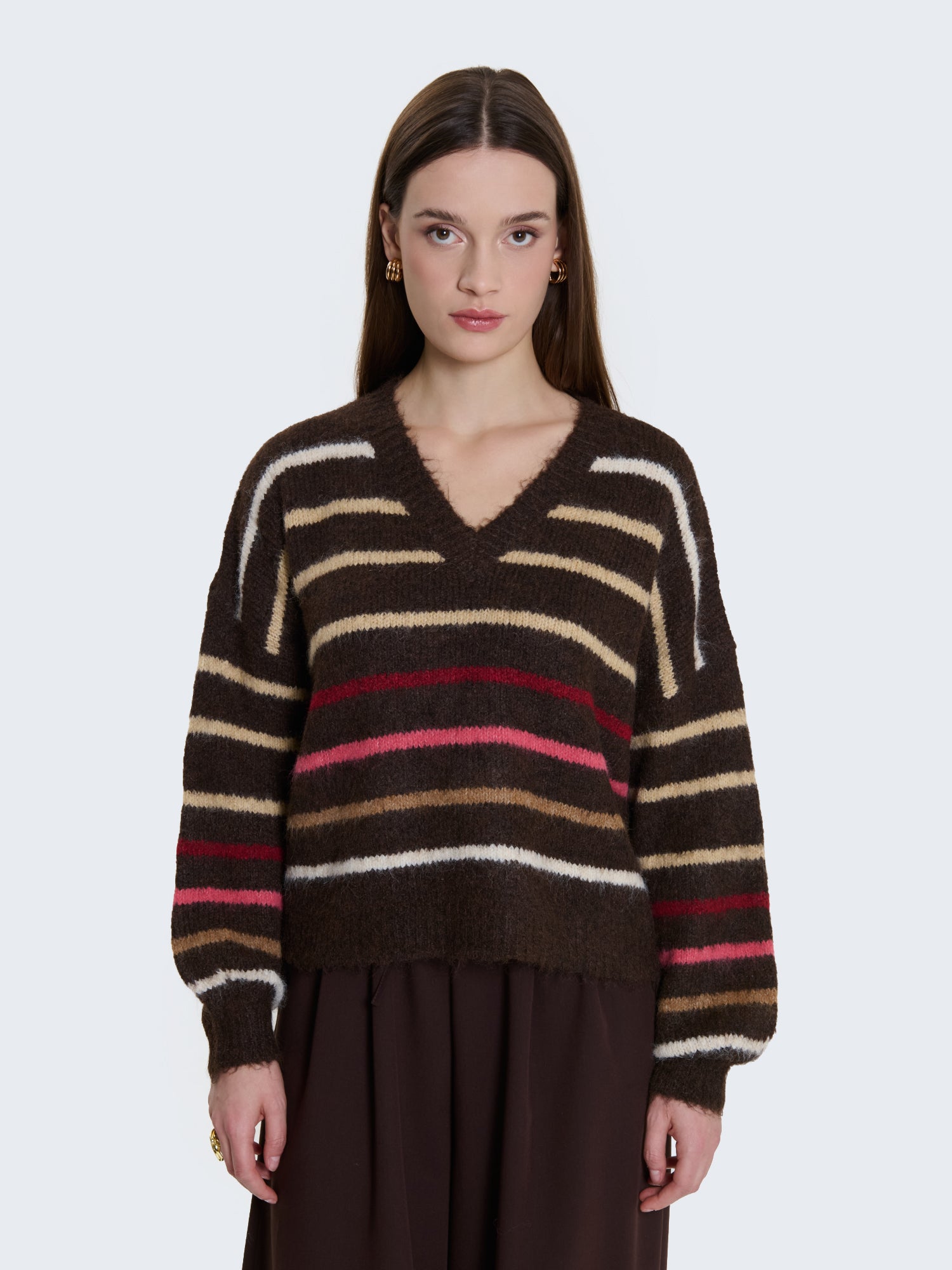 Maglione con righe multicolore