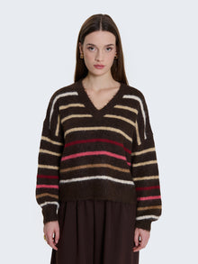 Maglione con righe multicolore