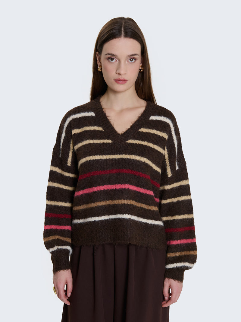 Maglione con righe multicolore