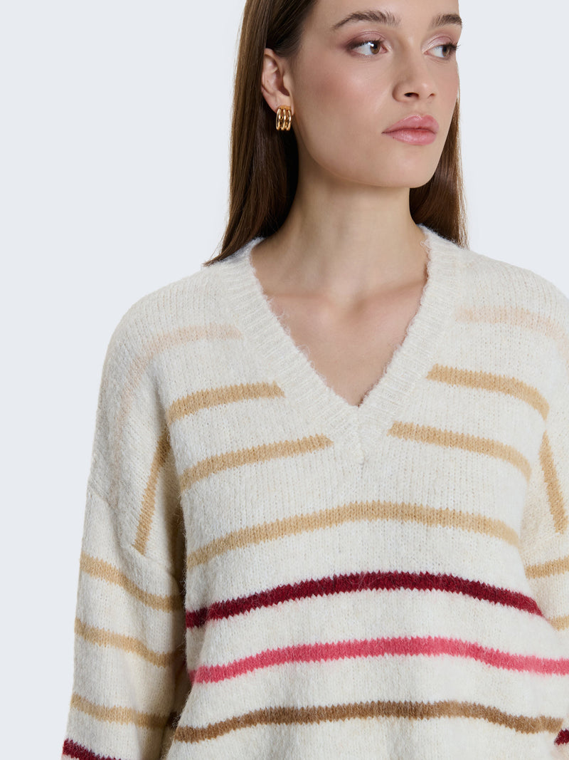 Maglione con righe multicolore