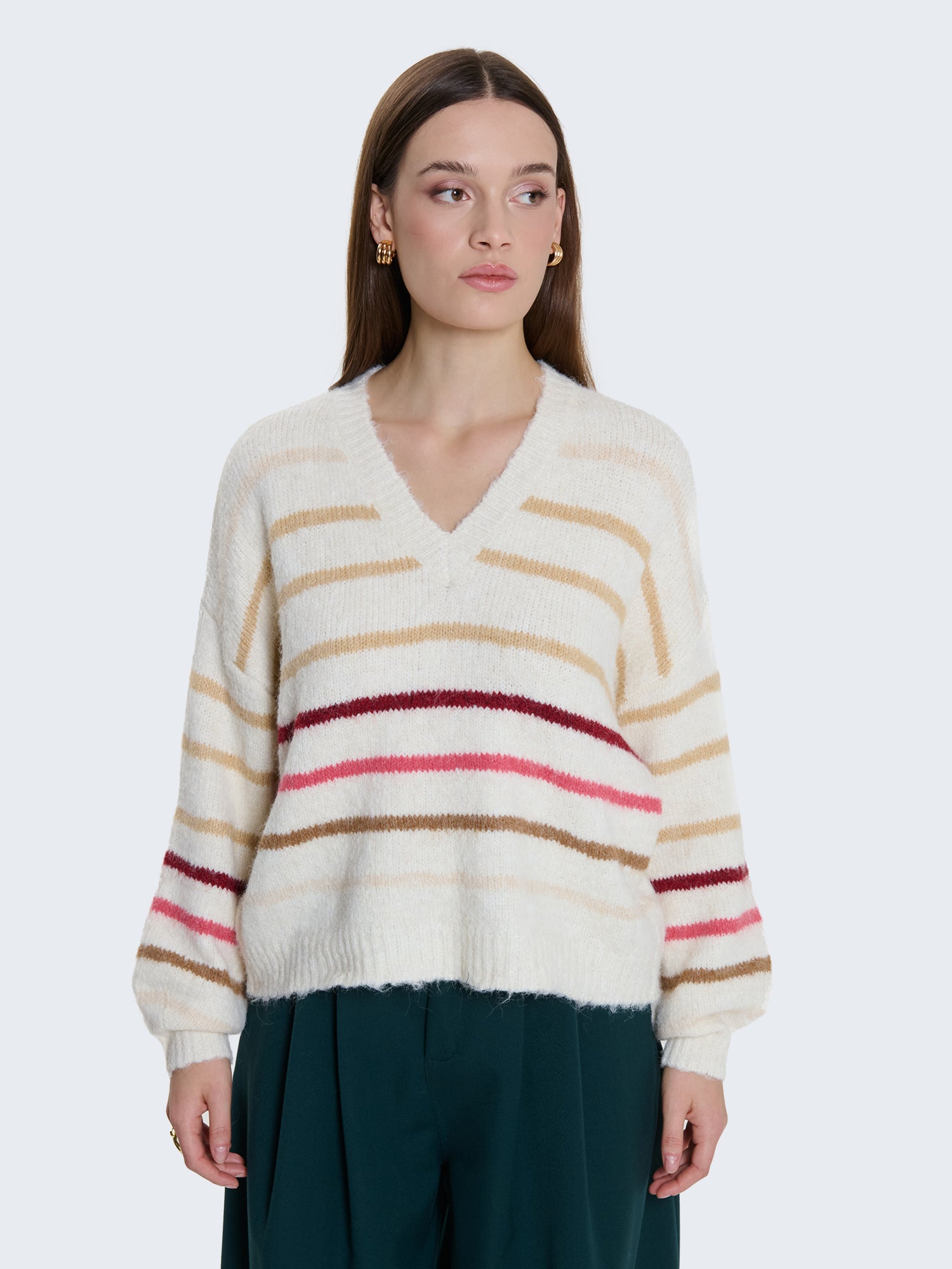 Maglione con righe multicolore