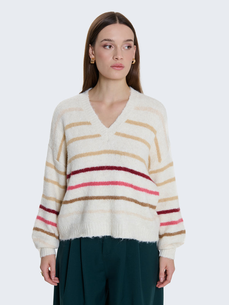 Maglione con righe multicolore