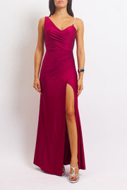 Long dress with rhinestone straps