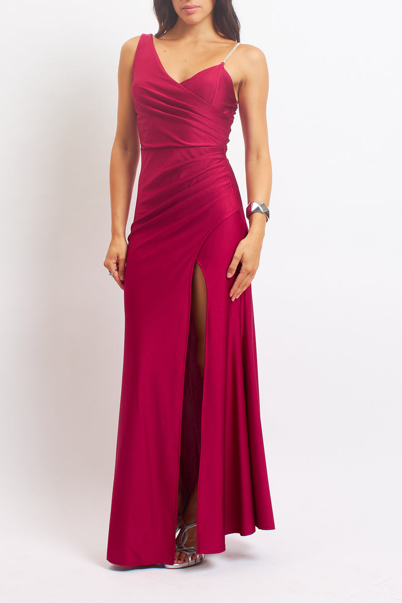 Abito lungo con spallina in strass