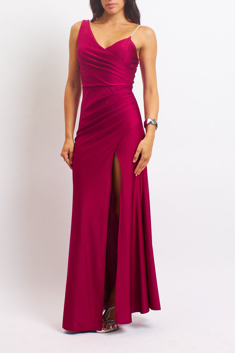Abito lungo con spallina in strass