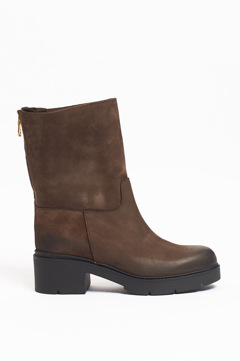 Stivale in pelle nabuk con zip