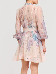 Short dress with jeweled buttons