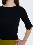 Maglia a costine e bordi a ondine