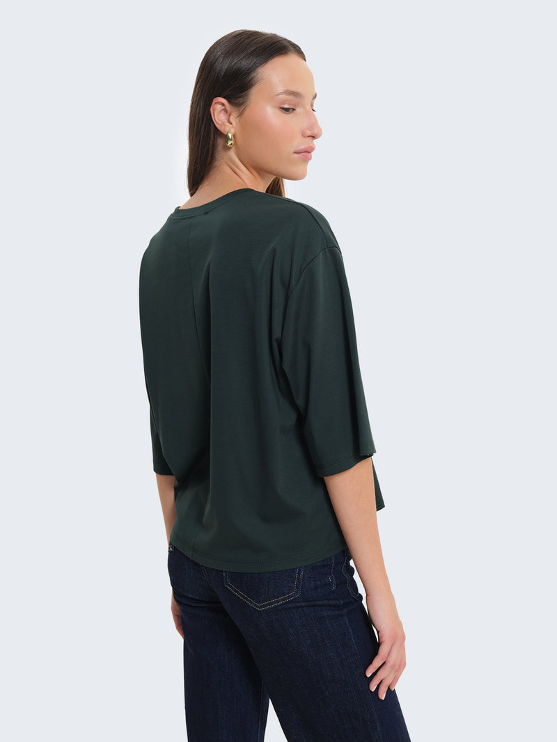 T-shirt boxy con maniche a tre quarti