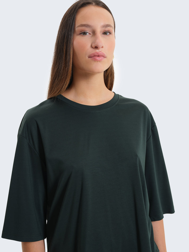 T-shirt boxy con maniche a tre quarti