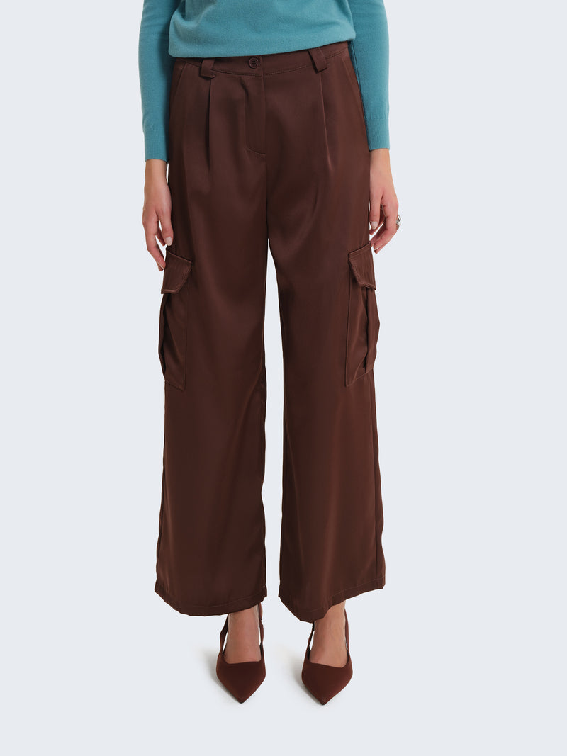 Pantaloni cargo in raso