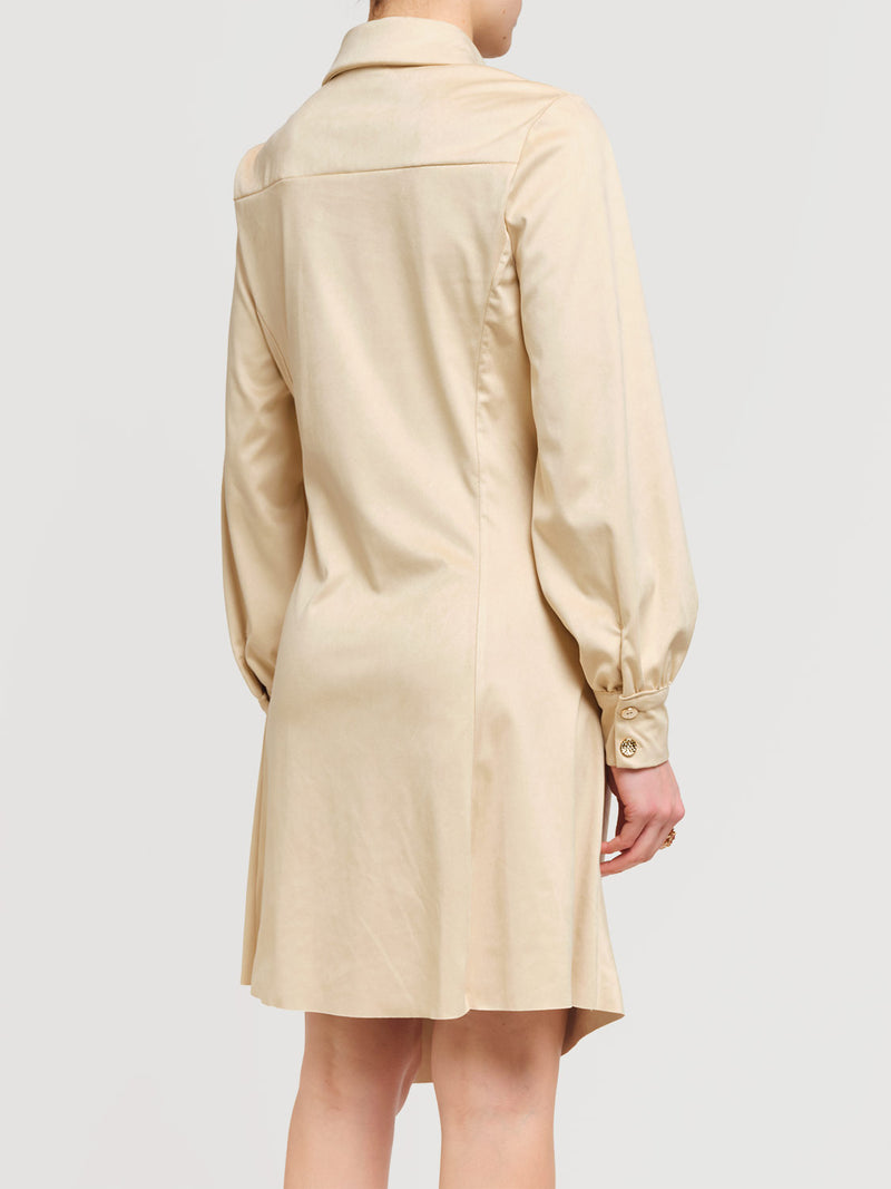 Abito corto in ecodaino con rouches