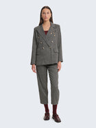 Blazer con tessuto spigato e charms