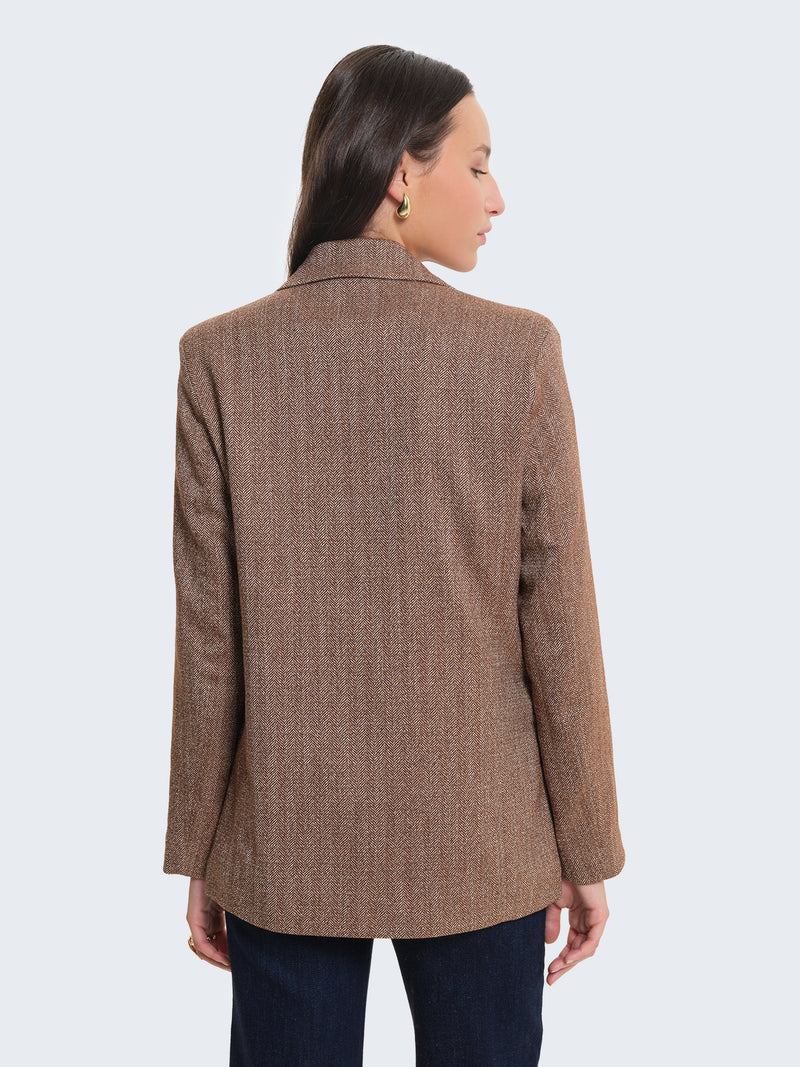Blazer con tessuto spigato e charms