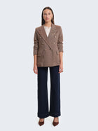 Blazer con tessuto spigato e charms