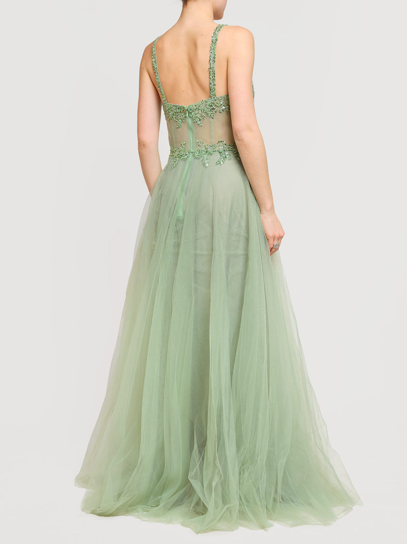 Abito princess con ricamo