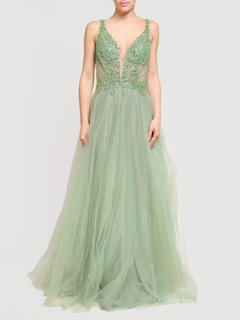 Abito princess con ricamo