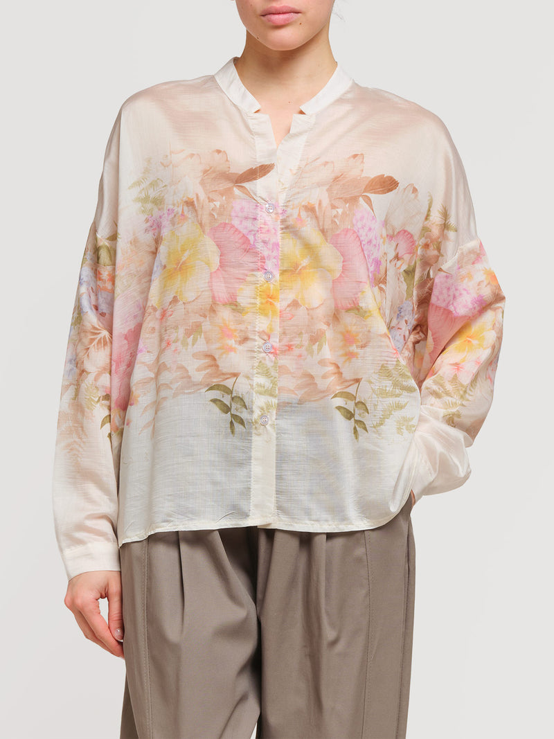 Camicia coreana con stampa floreale