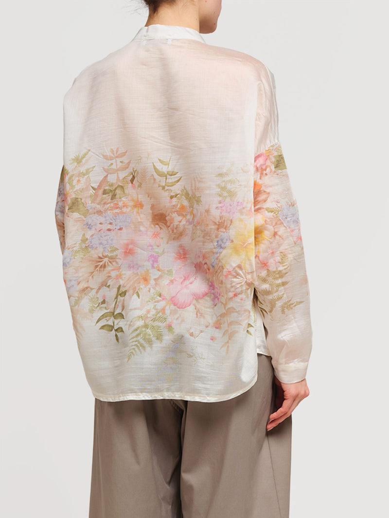 Camicia coreana con stampa floreale